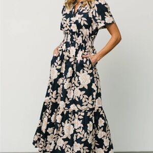 Baltic Born Black and Cream Floral Maxi Dress